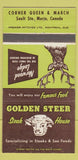 Matchbook Cover - Golden Steer Steak House Sault Ste Marie ON 30 Strike
