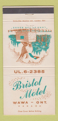 Matchbook Cover - Bristol Motel Wawa ON 30 Strike