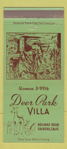 Matchbook Cover - Deer Park Villa Fairfax CA 30 Strike