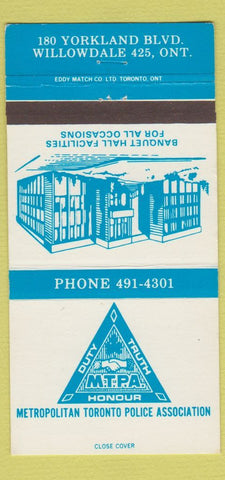 Matchbook Cover - Metro Toronto Police Association Willowdale ON 30 Strike
