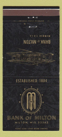 Matchbook Cover - Bank of Milton WI 30 Strike