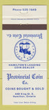 Matchbook Cover - Provincial Coin Company Hamilton ON 30 Strike