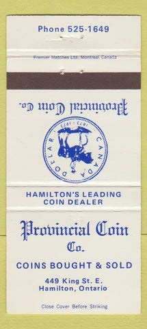 Matchbook Cover - Provincial Coin Company Hamilton ON 30 Strike