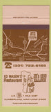 Matchbook Cover - Ed Mason's Restaurant Cumberland MD 30 Strike