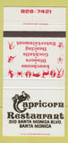 Matchbook Cover - Capricorn Restaurant Santa Monica CA 30 Strike