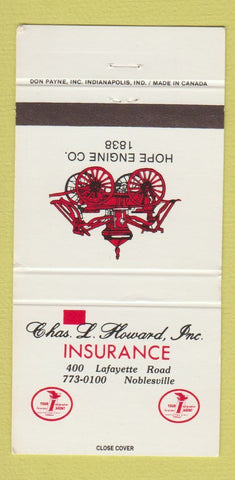 Matchbook Cover - Chas Howard Insurance Noblesville IN 30 Strike
