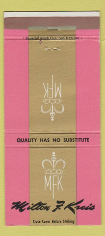 Matchbook Cover - Milton Kreis San Francisco Beverly Hills CA WEAR 30 Strike