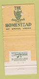 Matchbook Cover - The Homestead Hot Springs VA IMPRINT 30 Strike
