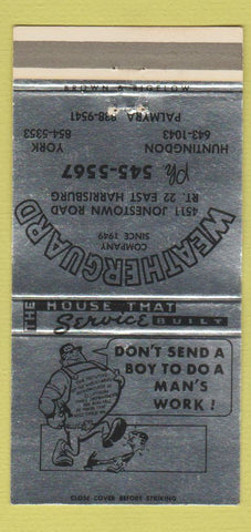 Matchbook Cover - Weatherguard Company Huntingdon York Palmyra PA 30 Strike