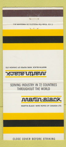 Matchbook Cover - Martin Black Wire Rope Canada Pointe Claire QC 30 Strike