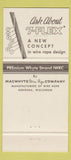Matchbook Cover - Macwhyte Wire Rope Kenosha WI Newark Pittsburgh 30 Strike