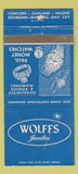 Matchbook Cover - Wolff's Jewelry Oakland Concord Vallejo CA 30 Strike