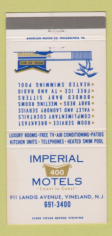 Matchbook Cover - Imperial 400 Motel Vineland NJ 30 Strike
