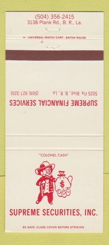 Matchbook Cover - Supreme Financial Services Baton Rouge LA 30 Strike