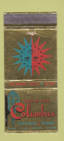 Matchbook Cover - Columbus Hotel Miami FL WEAR 30 Stick