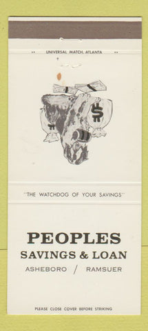 Matchbook Cover - Peoples Savings and Loan Asheboro Ramseur NC WEAR 30 Strike