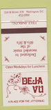 Matchbook Cover - Deja Vu Restaurant Washington DC 30 Strike