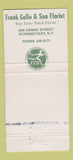 Matchbook Cover - Frank Gallo Son Florist Schenectady NY WEAR 30 Strike
