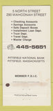 Matchbook Cover - Pittsfield National Bank MA WORN 30 Strike