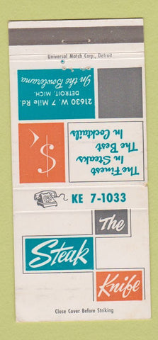 Matchbook Cover - The Steak Knife Detroit MI 30 Strike
