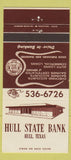 Matchbook Cover - Hull State Bank TX 30 Strike