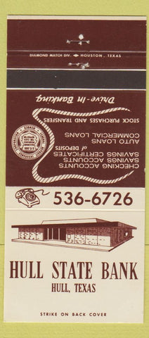 Matchbook Cover - Hull State Bank TX 30 Strike