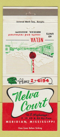 Matchbook Cover - Nelva Court Motel Meridian MS 30 Strike
