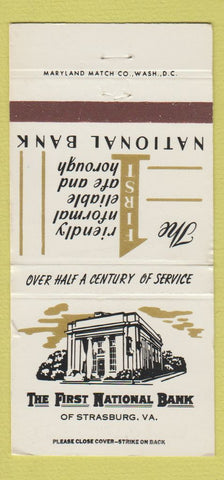 Matchbook Cover - First National Bank Strasburg VA WEAR 30 Strike