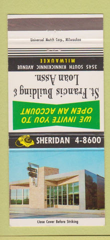 Matchbook Cover - St Francis Building and Loan Milwaukee WI 30 Strike