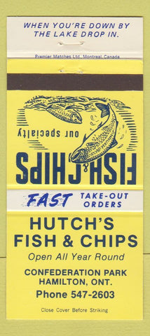 Matchbook Cover - Hutch's Fish Chips Hamilton ON 30 Strike