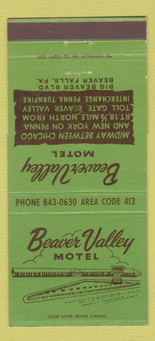 Matchbook Cover - Beaver Valley Motel Beaver Falls PA 30 Strike