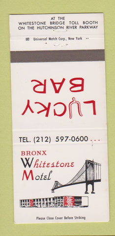Matchbook Cover - Lucky Bar Bronx Whitestone Motel  NY CREASES 30 Strike
