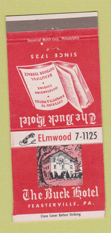 Matchbook Cover - The Buck Hotel Feasterville PA 30 Strike