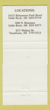Matchbook Cover - The Faded Rose Restaurant Little Rock AR Texarkana 30 Strike