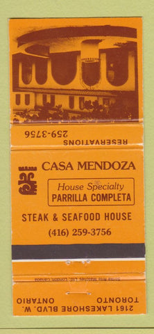 Matchbook Cover - Casa Mendoza Toronto ON 30 Strike
