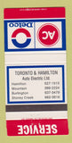 Matchbook Cover - AC Delco Auto Parts Toronto ON Hamilton #1 30 Strike