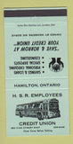 Matchbook Cover - HSR Employees Credit Union Hamilton ON bus GREEN 30 Strike