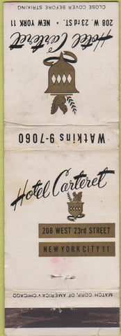 Matchbook Cover - Hotel Carteret New York City WORN