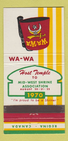 Matchbook Cover - Shriners Club Regina SK 1970 30 Strike