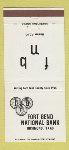 Matchbook Cover - Fort Bend National Bank Richmond TX 30 Strike