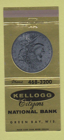 Matchbook Cover - Kellogg Citizens National Bank Green Bay WI 30 Strike