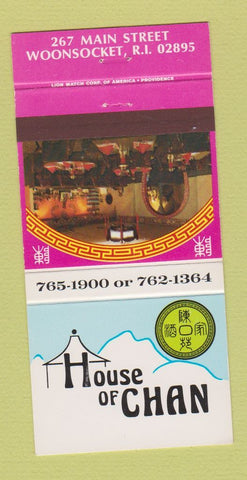Matchbook Cover - House of Chan Woonsocket RI Chinese 30 Strike