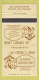 Matchbook Cover - Peasant's Larder Mexican Food Toronto ON 30 Strike