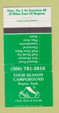Matchbook Cover - Four Seasons Campground Regina SK 30 Strike