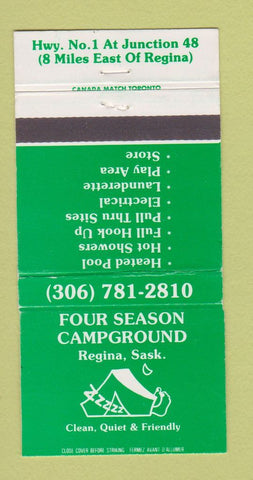 Matchbook Cover - Four Seasons Campground Regina SK 30 Strike