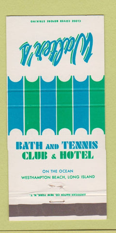Matchbook Cover - Walter's Bath & Tennis Club Westhampton Beach LI NY 30 Strike