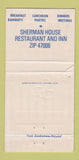 Matchbook Cover - Sherman House Restaurant Batesville IN 30 Strike