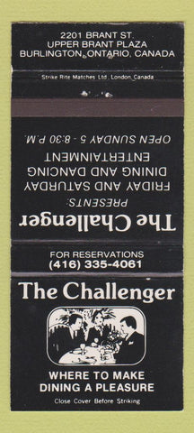 Matchbook Cover - The Challenger Burlington ON 30 Strike