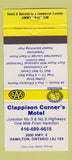 Matchbook Cover - Clappison Corner's Motel Hamilton ON  30 Strike