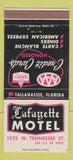 Matchbook Cover - Lafayette Motel Tallahassee FL 30 Strike